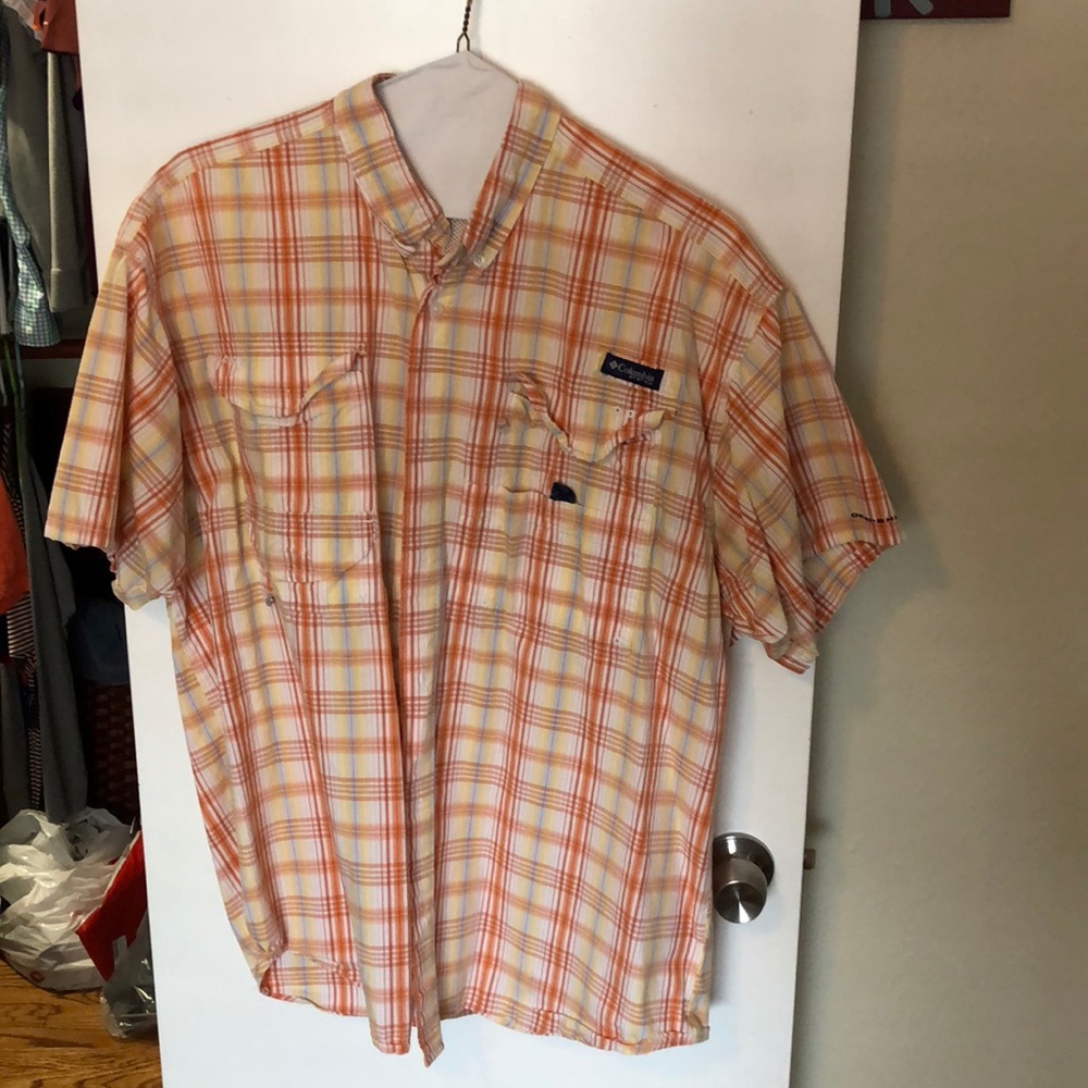 Columbia Short Sleeve Orange/Yellow Stripped